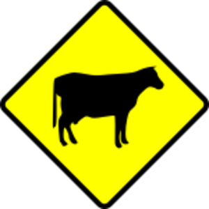 clip art clipart svg openclipart black yellow cow road sign warning traffic roadsign crossing caution attention ahead cattle cows 剪贴画 标志 黑色 黄色 路标 公路 马路 道路 警告