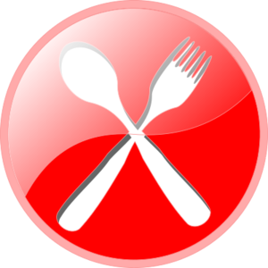 clip art clipart svg openclipart red 食物 图标 button glossy restaurant round sticker spoon fork eaterie 剪贴画 红色 按钮